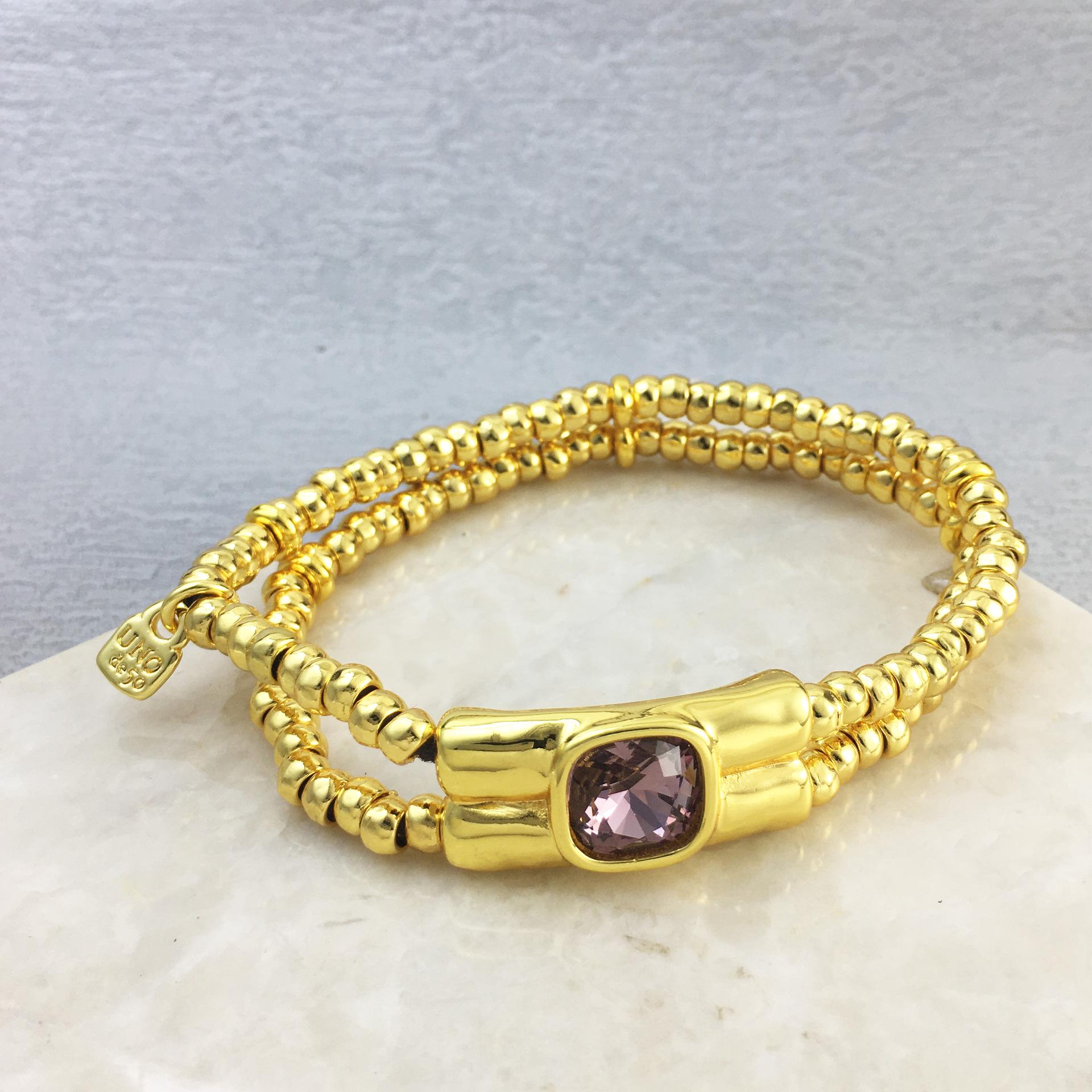 Spanish UNOde50 Grey Crystal Couple Multi-layer Bracelet with Unique Design 6.69 in