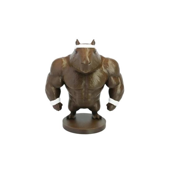 Funny Capybara Figurine 3D Printed Boxing/Muscular Animal Statue Novelty Collectible A