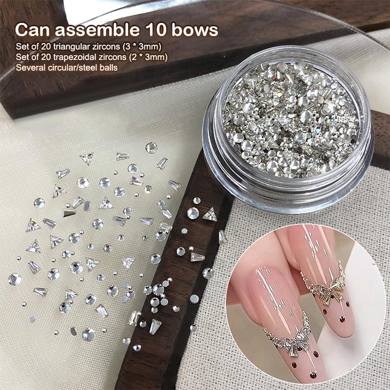DIY Butterfly Knot Zircon Clear/Champagne 2-3mm Triangle Trapezoid Nail Gemstones Glitter Nail Rhinestone Manicure Decor