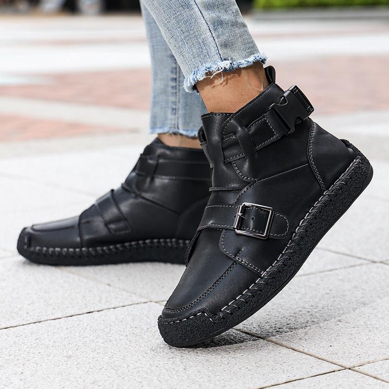 Женские походные туфли туфли для вождения высокие цвет белый черный синий коричневый повседневные больших размеров для улицы ручной работы EU 38 чёрный 3270₽