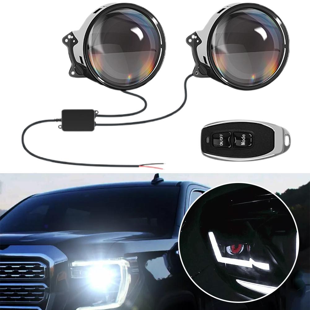 LED Car Dynamic Devil Eyes Lights 12-36V Dynamic Car Headlights Universal Car Devil Eyes Headlight Retrofit Kit Auto Accessories
