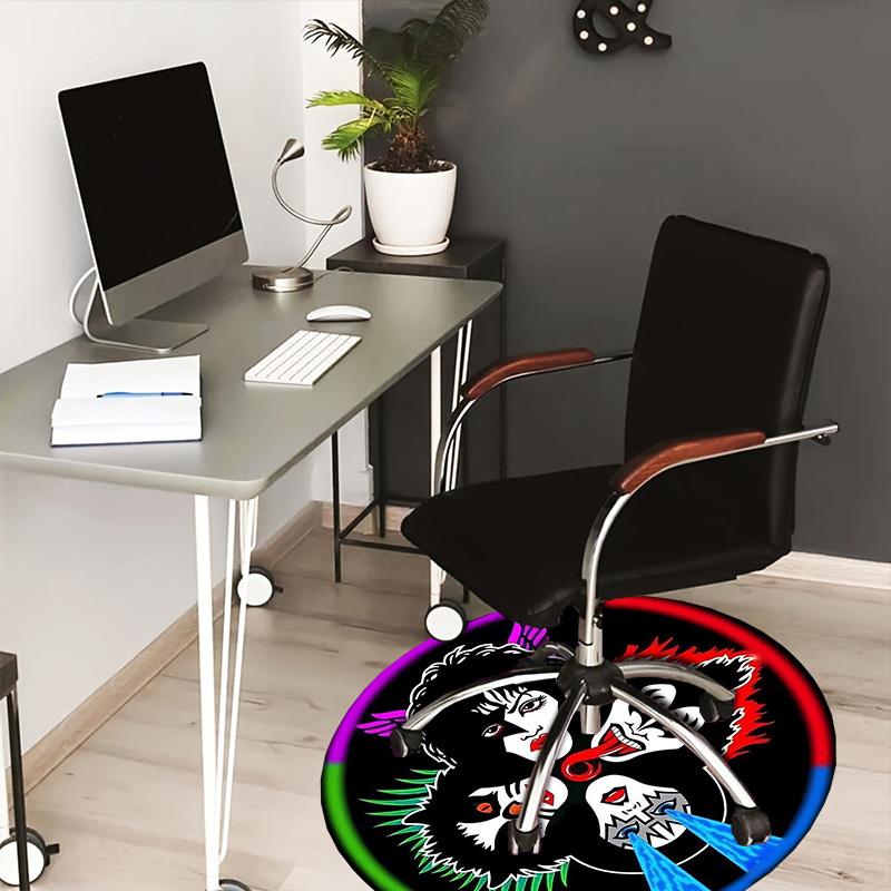 

1pc KISS Band Logo Artwork Round carpet, Made of Polyester,Perfect for Decorating Office Chairs, Living Rooms 80cm