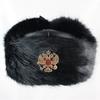 Winter Warm Faux Fur Trapper Hat With Soviet Emblem PU Leather Cap Men Women Skiing Snowboarding Cold Weather Protection