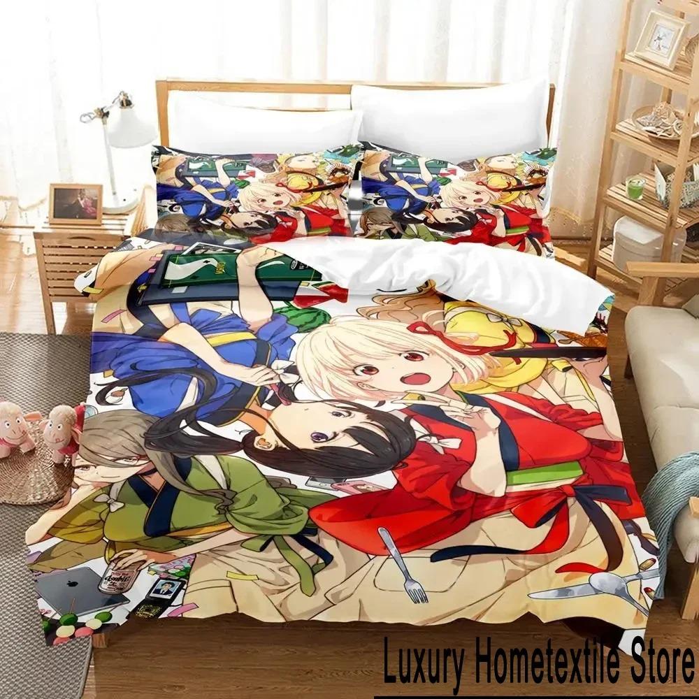 Anime Lycoris Recoil Bedding Set Duvet Cover Bed Set Quilt Cover Pillowcase Comforter King Queen Size Boys Adult Bedding Set