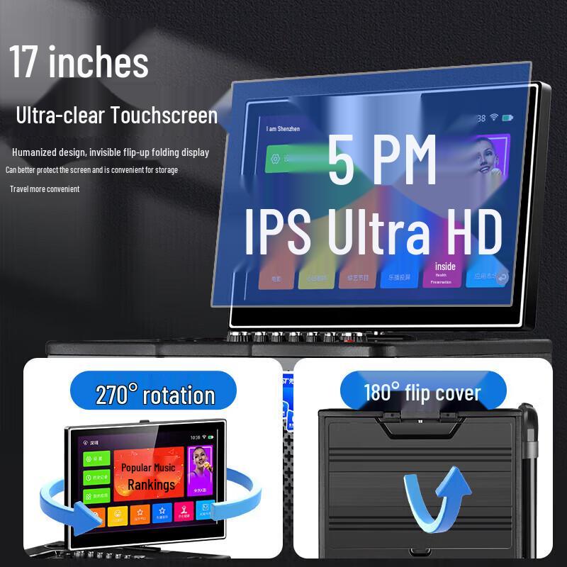 SAST All-in-One Karaoke System with Display & Dual Mics CN plug (adapter included) (CN version)