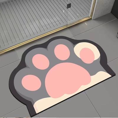 Cartoon Cat Claws Shaped Diatom Mud Floor Mats for Household Bathroom Floor Mats for Bathroom Absorbent Foot Mats for Entrance Door Mats