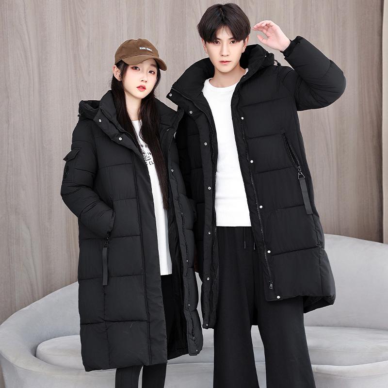 

2024 Winter Oversized Hooded Cotton Coat for Couples - Long, Thick, Warm, and Zippered XXL слонова кістка