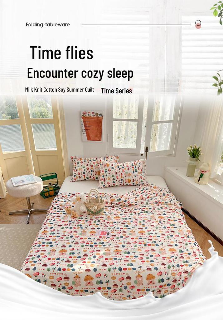 2025 Soft Milk Knit Cotton Soy Summer Cool Quilt