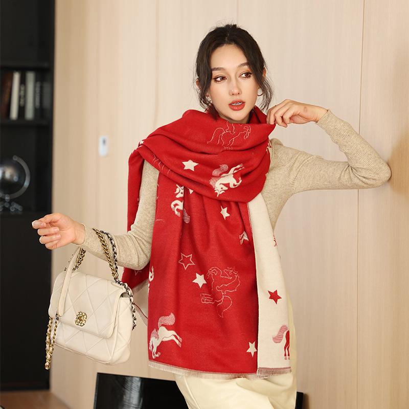 

Autumn and Winter Office Imitation Cashmere Shawl Women s New Warm Thickened Tassel Scarf Fashionable and Versatile Neck Scarf Outer Wear 190cm