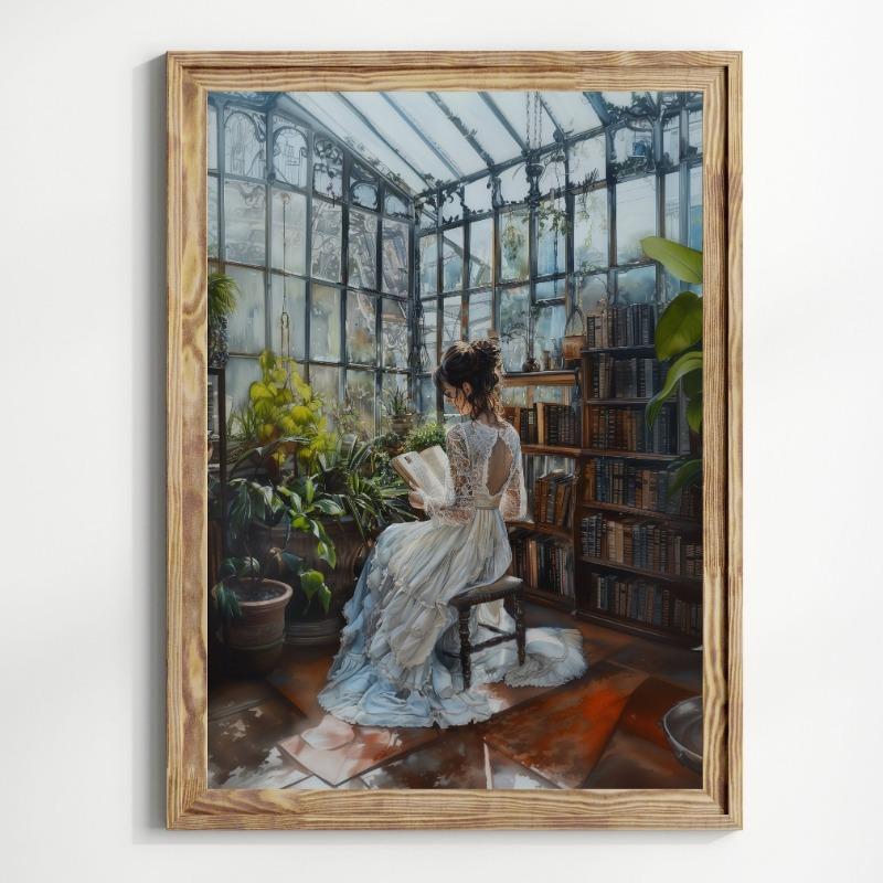 

Книжный Викторианский Арт Постер Принт Полевые цветы Женщина Читающая Книгу Тигр Холст Живопись Подарок для Книголюбов, Домашний Декор для Библиотеки 21cm×30cm NoFrame
