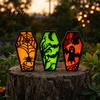 Solid Wood Halloween Craft Casket Decor, DIY Bat Ghost Ornament with Lights, Horror Decoration Spooky Graveyard Scene Prop for Party Home