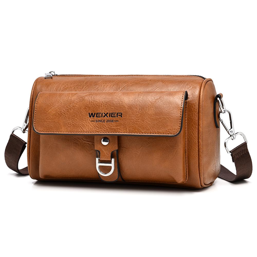 WEIXIER Men's Leather Crossbody Shoulder Bag Classic Waterproof Briefcase Messenger Satchel Travel Bag