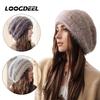 Loogdeel Solid Snood Scarf Warm Beanie For Womem Autumn Winter Female Beanie Cap Women Stretchy Knitted Skullies Beanies Hat