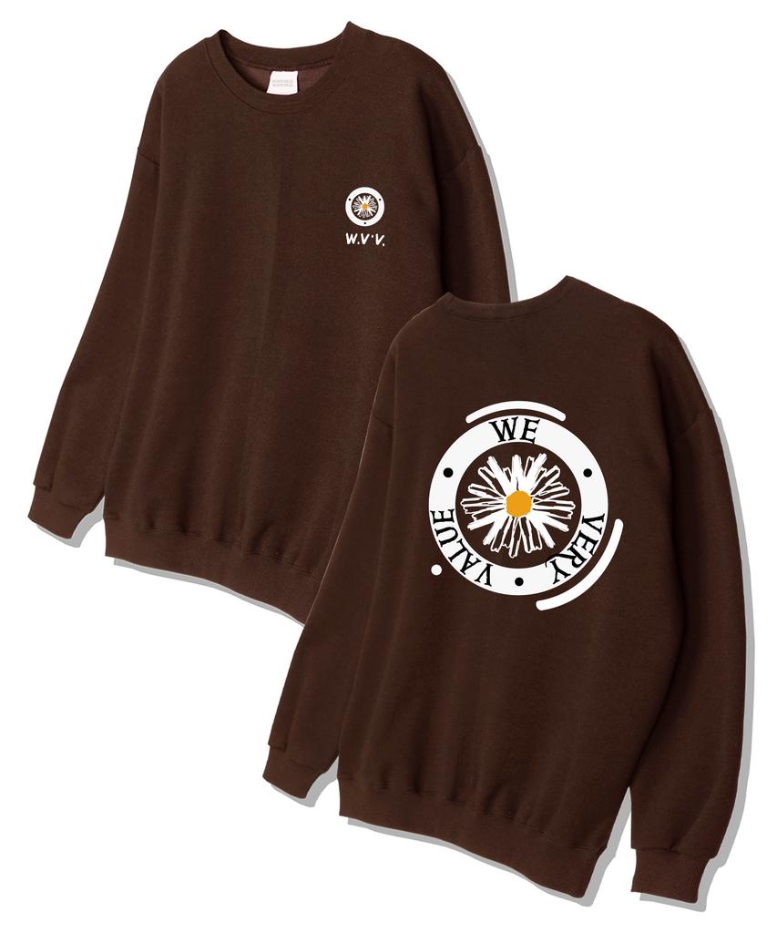 Wibelibellyu Cycle Flower Terry Oversized Sweatshirt Brown