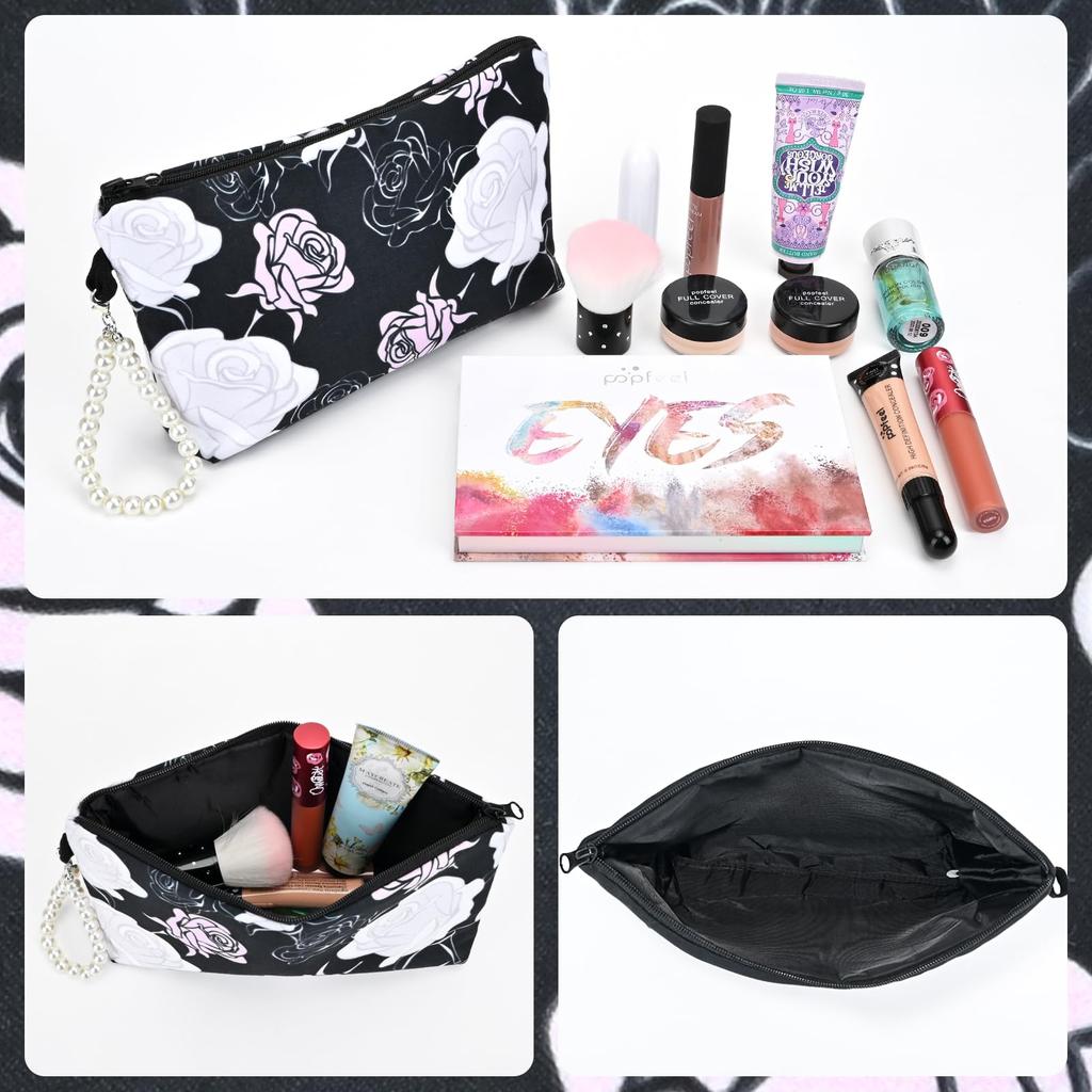 Newseego Small Makeup Cosmetic Large Storage Gadget Floral Print Women's Pouch, Pouch, Cute, Capacity, Stylish, Water-Repellent, Pouch, Case,
