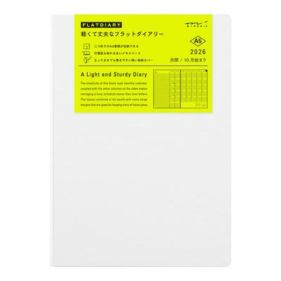 Midori Flat 2026 A5 22390006 October Diary, Monthly, White, (Starts 2025)