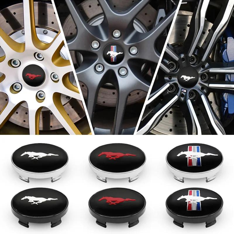 4Pcs 56+60mm Car Styling Mustang Emblem Badge Wheel Center Hub Cap For Ford Focus Fiesta Mondeo Fusion Explorer Escape Edge Kuga Vcqt50