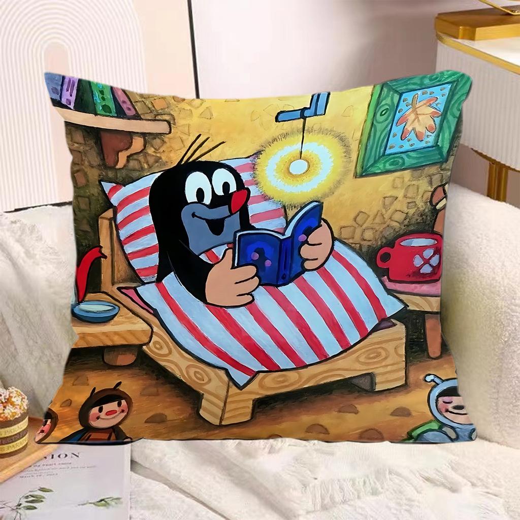 Cartoon Pillow Covers Cartoon Sofa Decorative Home Doublesided Printing Short Plush Cute Cushion The LLittle MMole Cover