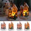 Glowing Cabin Christmas Snow House Luminous Village Christmas Figurine Xmas Present