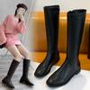 Thick Soled Square Headed Knight Women's Boots for Autumn and Winter, New Style, Slim and Side Zipper High Top Boots Botas Mujer