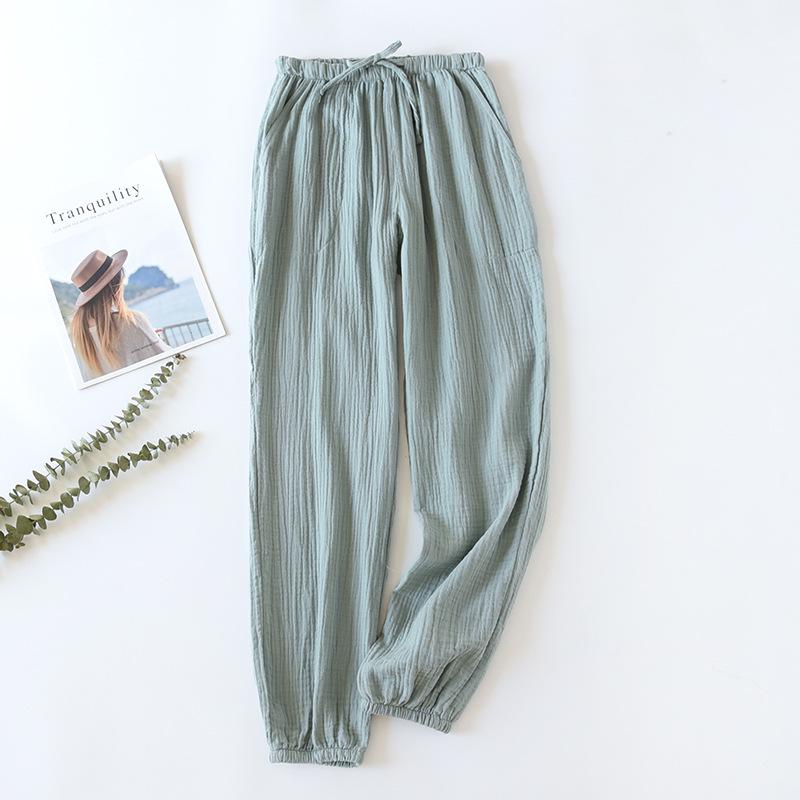 Unisex Cotton Gauze Pajama Pants - Soft, Simple, Plus Size, Perfect for Spring & Summer