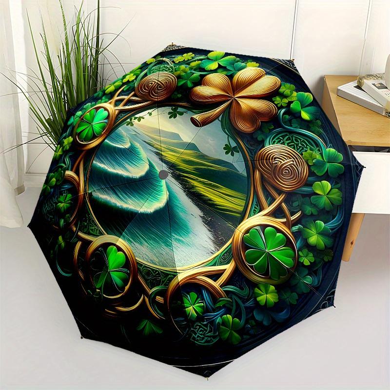 

Irish Clover Framed Wall Art: Nature s Beauty in Every Detail Umbrella, Cute Umbrella with Cute Design, Portable 3-Fold Compact Umbrella for Men & Wom