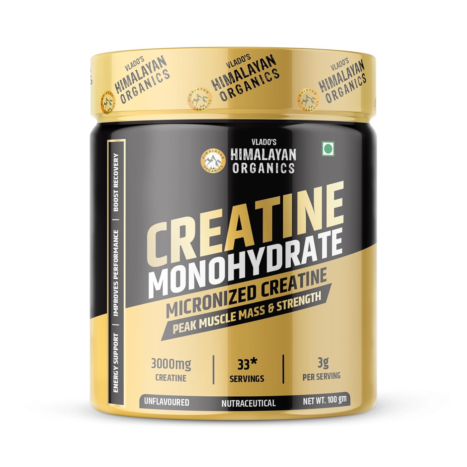 

Vlado s Himalayan Organics Pure Micronised Creatine Powder 33 Servings Pre Post Workout Energy & Muscle Gain