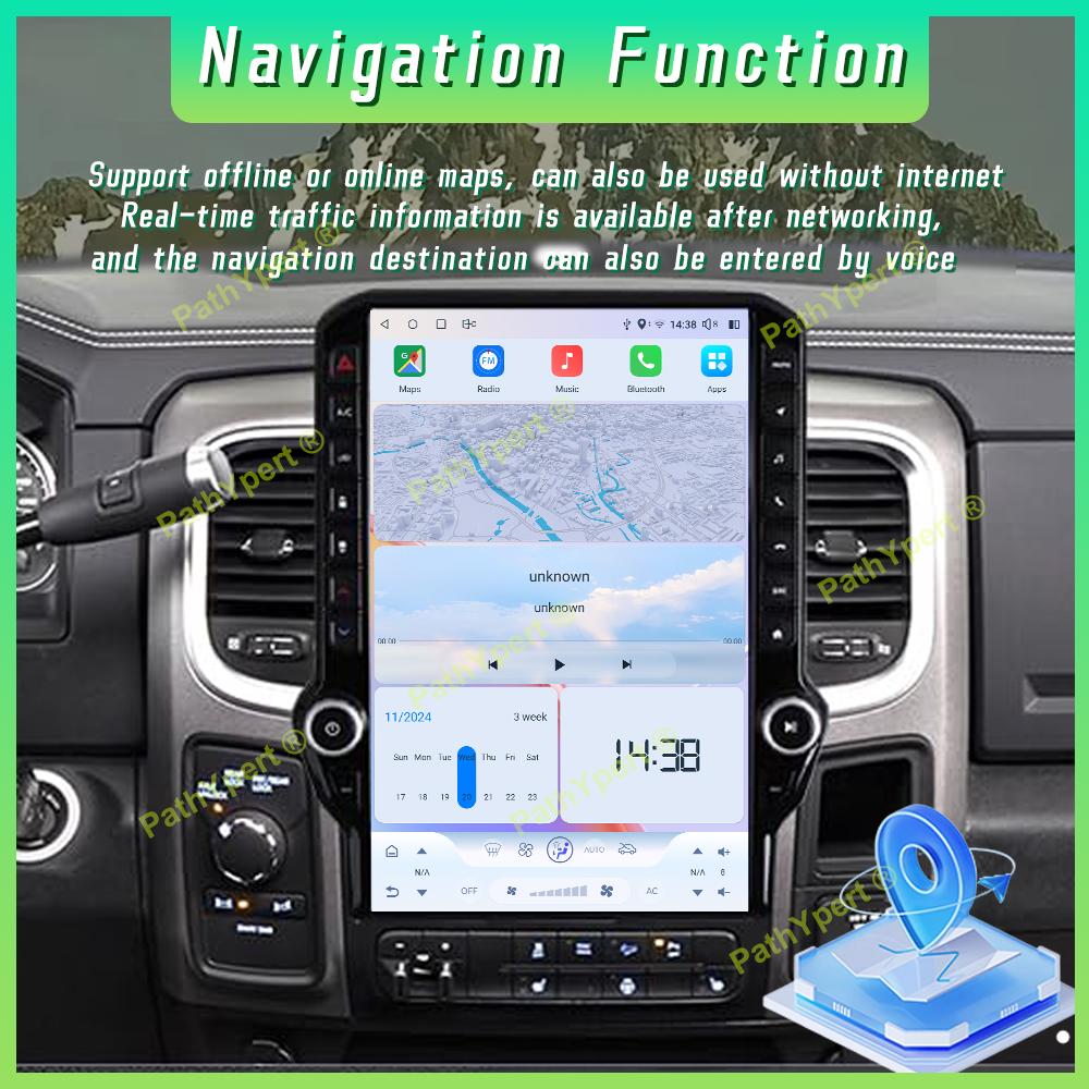 14.5"Qualcomm 6125 Chip Android 15 For Dodge RAM 1500 2500 3500 2013-2018 Multimedia Player Tesla Screen Wireless Carplay Stereo