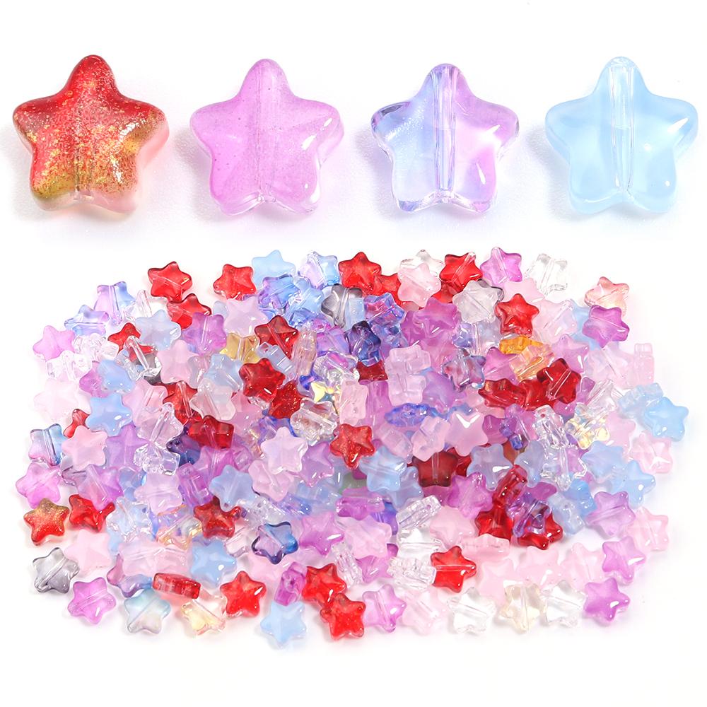 50pcs/lot 8mm Colored Star Lampwork Glass Beads For Jewelry Making Loose Spacer Charm Beads DIY Bracelet Necklace Accessories