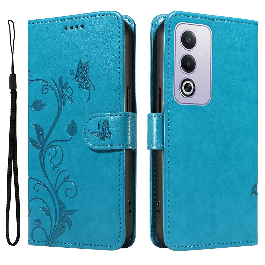 For Oppo A5 4G/5G/A80 5G/A3 5G/A3 Pro (India) 5G/A3 Pro (Global) 5G PU Leather Cases Flower Pattern Wallet Cover with Strap