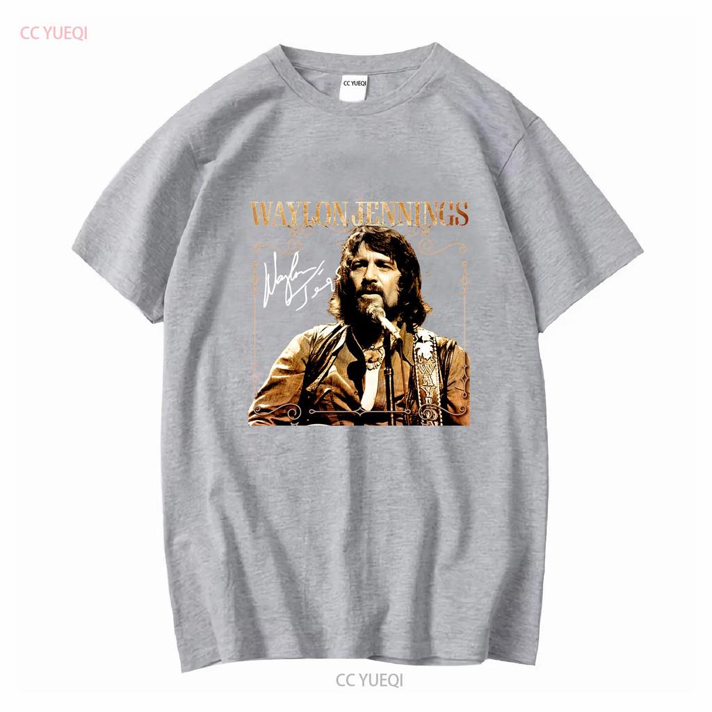 Maglietta Nera in Cotone Vintage Waylon Jennings D76841 vintage Lavata Elasticizzata Morbida Casual Comoda Unisex streetwear
