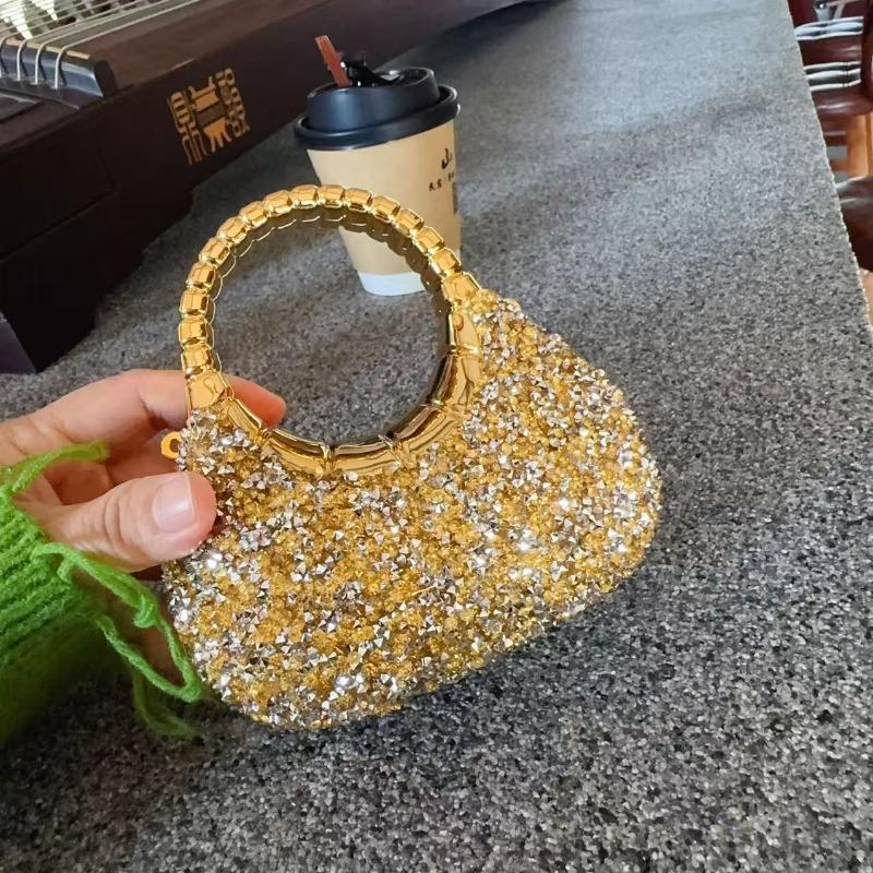 

Diamond-encrusted acrylic bag, mini children s diamond sticker bag, small handbag, shoulder bag, change bag, flash diamond. 13*6.5*13cm золотой
