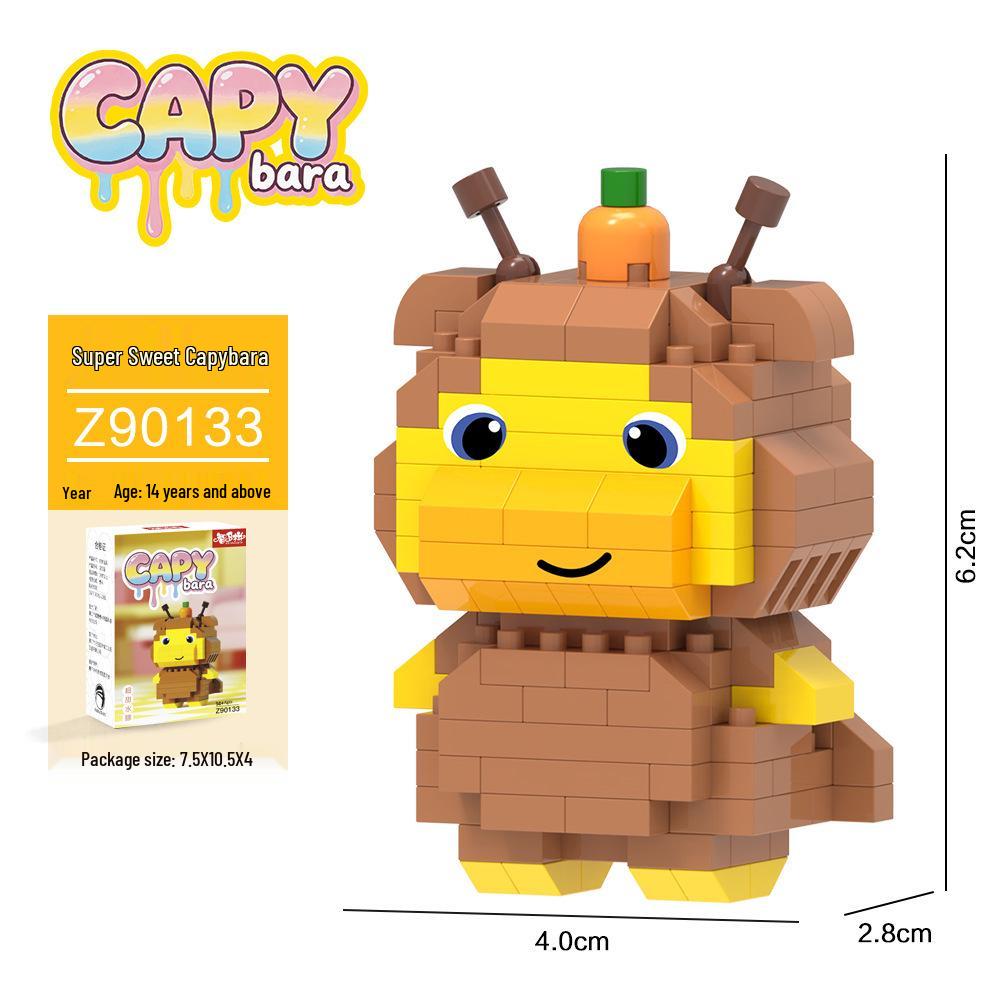 Creative Cartoon Capybara Plush Toy and Building Block Model