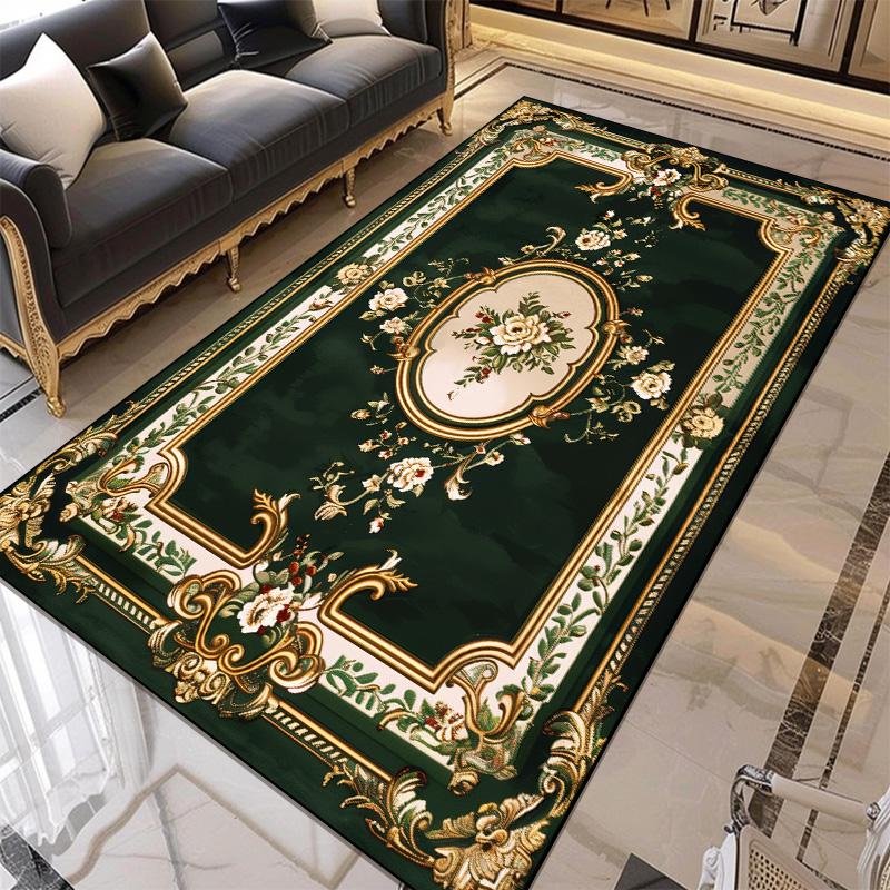 European Style Flower Pattern Carpet Living Room Retro Decoration Rugs for Bedroom Large Area Non-slip Mat Easy Clean Washable