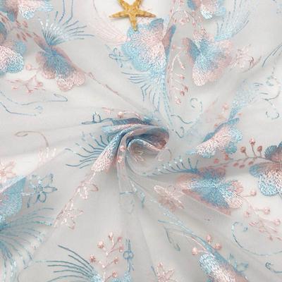 100x130cm Chic Super Fairy Mesh Stickerei Stoff Spitze Tüll Blumen Stickerei Stoff zum Nähen Kleid Hanfu Vorhang DIY Zubehör