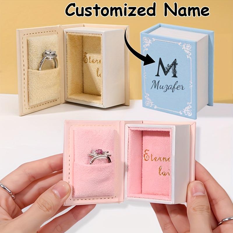 

Elegant Customized Book Style Ring Box with Personalized Name Monogram Durable Multi Use Gift Box for Jewelry Display Storage жовтий