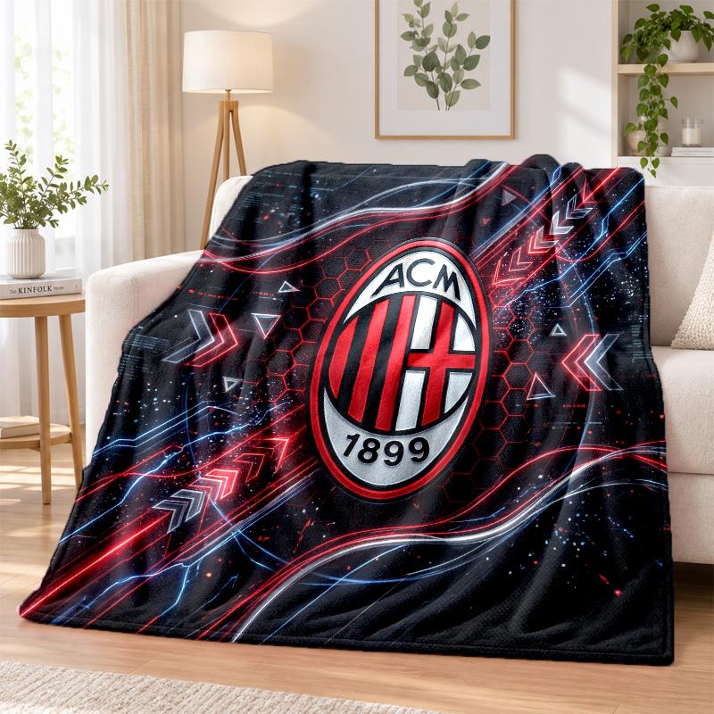 AC Milan Printed Flannel Blanket Warm Comfort Bed Throw For Indoor Home Decoration