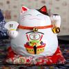 Chat porte-bonheur Maneki Neko en céramique japonaise de 4,5 pouces, décoration de la maison, ornements, cadeaux d'affaires, tirelire, chat porte-bonheur, artisanat Feng Shui