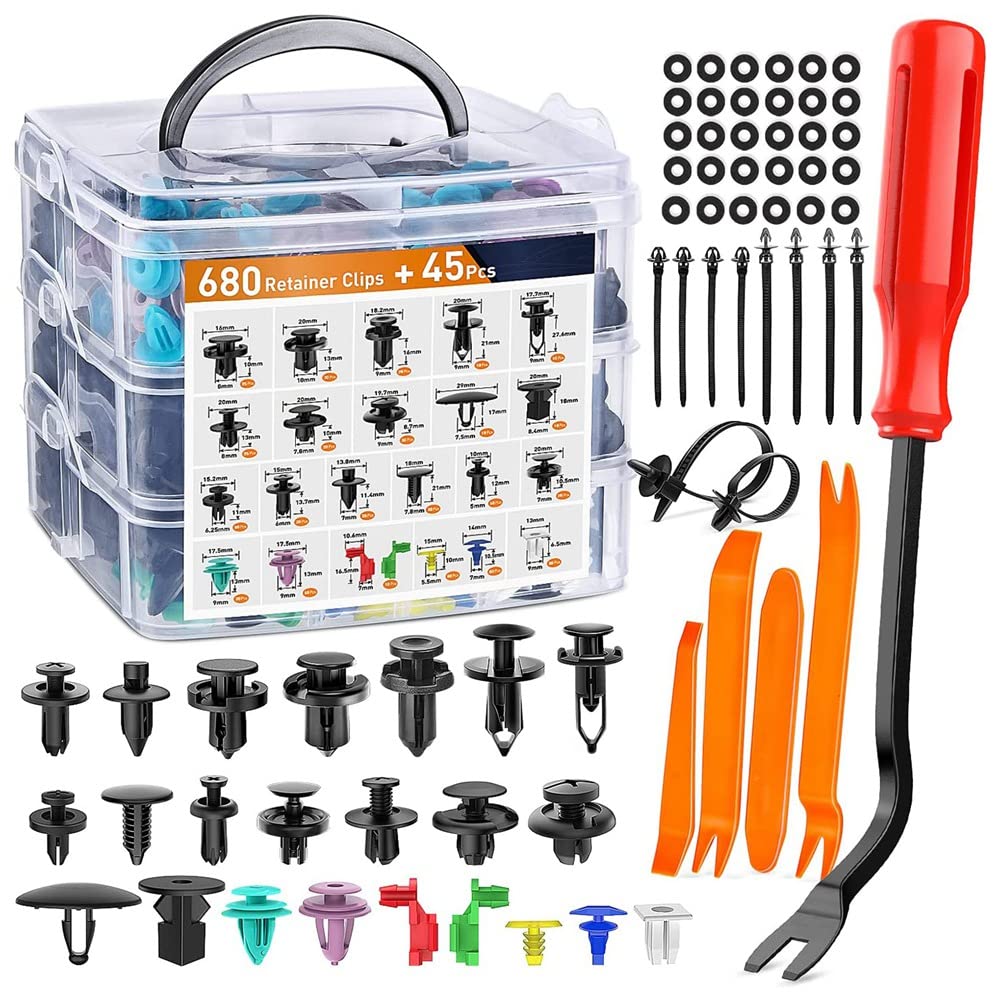 Msiw 725 Pcs Car Push Retainer Clips and Fasteners Assortment - 23 Common Sizes