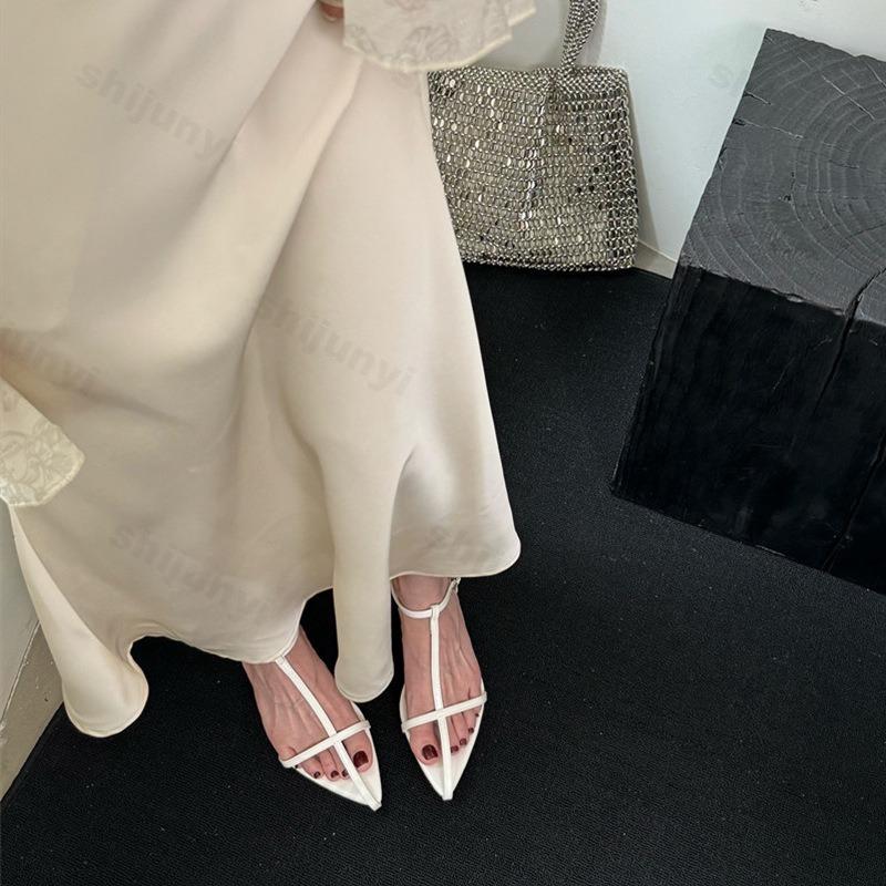Fashion Women Sandals Summer High Heels 2025 New Fashion Pumps Dress Pointed Toe Elegant Heeled Mid Heels Buckle Shoe Sandalias De Mujer
