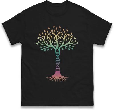 Colourful DNA Tree Biology Science Men's Cotton T-Shirt, Genetics Biology Tree