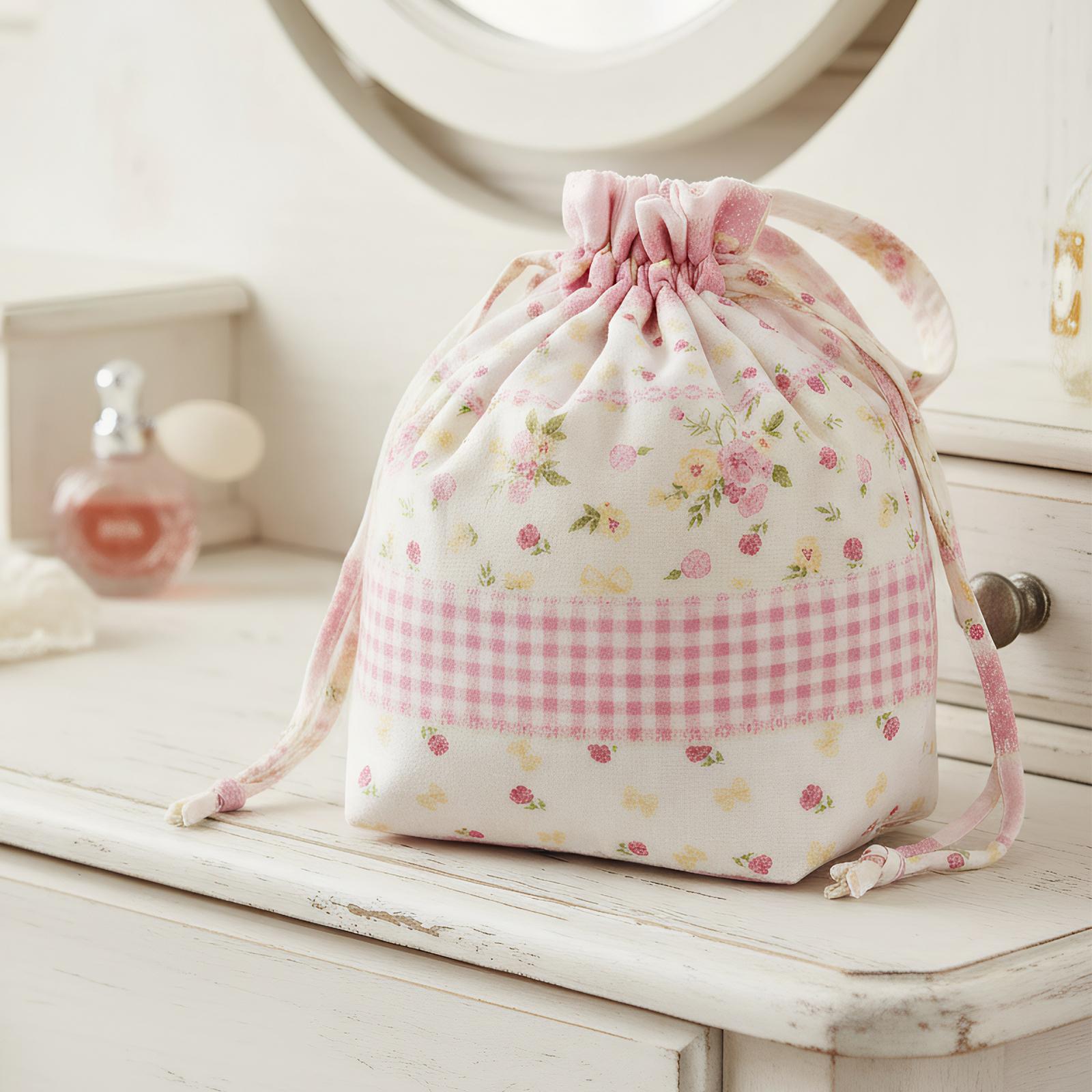

Cotton Quilted Toiletry Bag Drawstring Toiletry Organizer Large Cosmetic Pouch for Women Work Office Travel