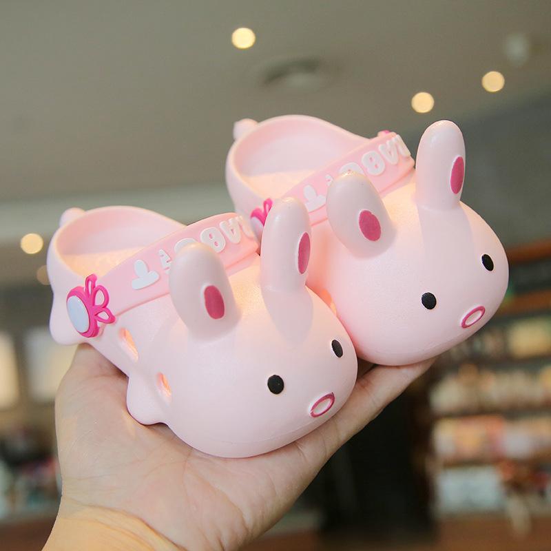 

Parent-child summer indoor cartoon non-slip rabbit closed-toe slippers for women, suitable for outdoor wear, flat-soled clogs 18-19Inner Length14CM