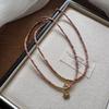 Natural Red Tourmaline Necklace, Small and Exclusive Collar Chain, Simple Titanium and Steel Sunflower Pendant Neck Chain Jewelry.