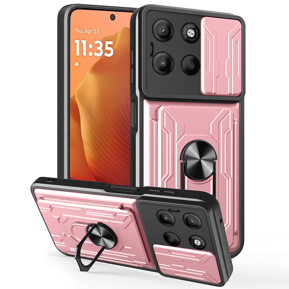 For Motorola Moto G15 4G Case PC+TPU Kickstand Phone Back Cover with Camera Slider