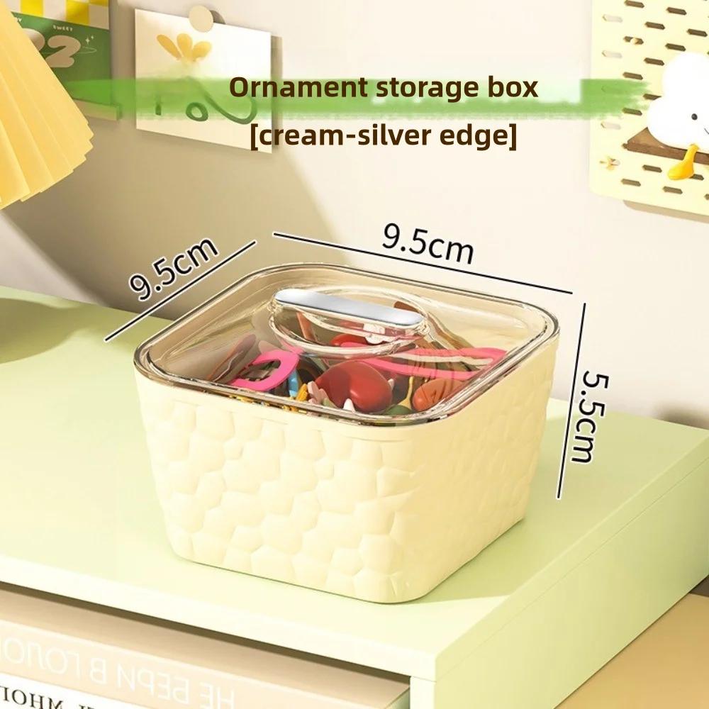 Cream Style Transparent Desktop Storage Box Large Capacity with Lid Hair Jewelry Case Plastic Jewelry Organizer Box Hair Band