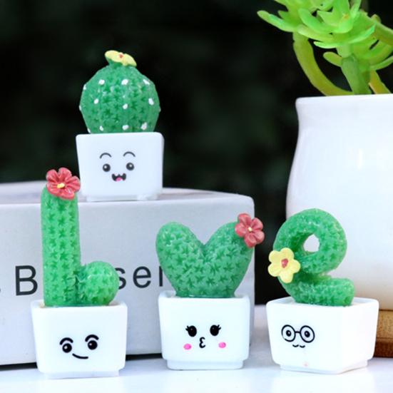 4/8 stk/sett Mini potteplante kaktus ornament Tegneserieuttrykk KJÆRLIGHET Form Kaktus Plantepotte Statue Figur Hjemmekontor Skrivebordsdekorasjon