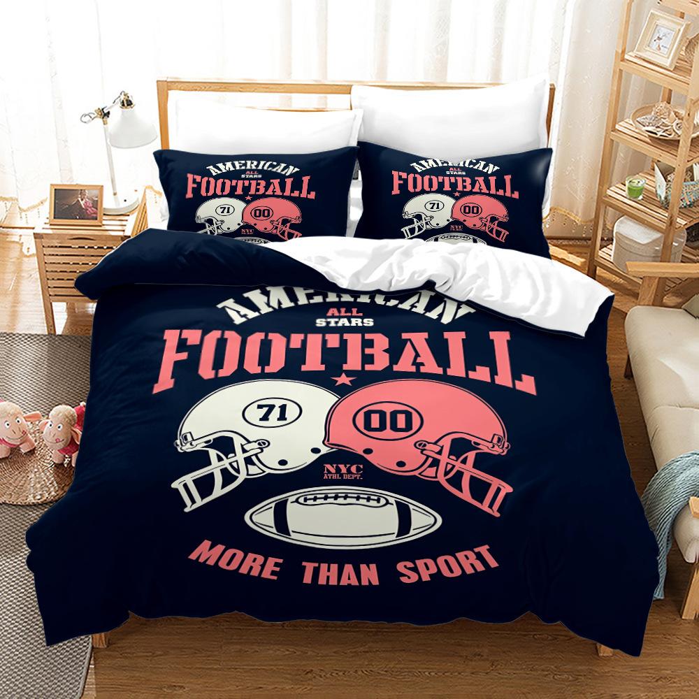 3D American Football King Queen Duvet Cover Ball Sports Bedding Set For Kids Teens Boy Sport Fans 2/3pcs Polyester Quilt Cover