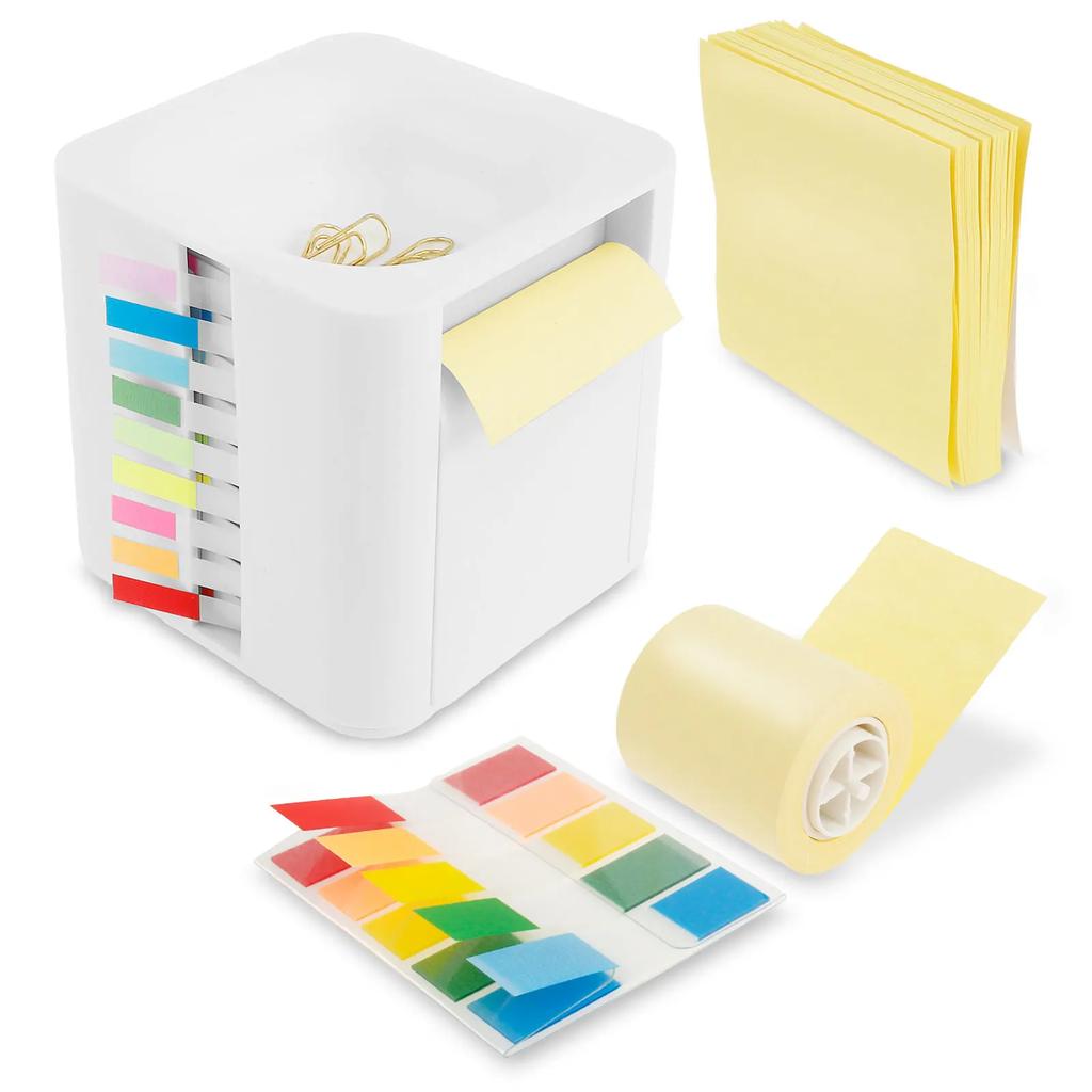 Multifunctional Sticky Note Dispenser Plastic Sticky Note Holder White Sticky Note Container Office Supplies for Office Desk