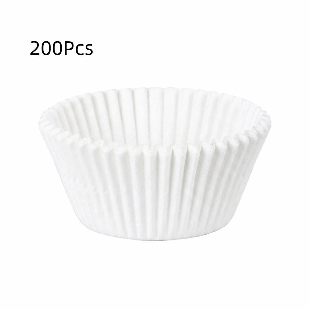 200Pcs Non-Stick Cupcake Liners Disposable Cake Molds Baking Accessories Egg Tart Tray Baking белый